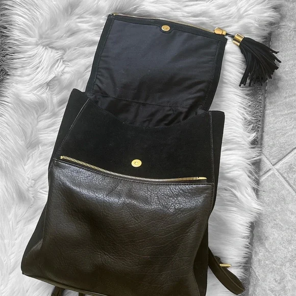 Margot black leather suede pack pack purse snap button  display picture 2